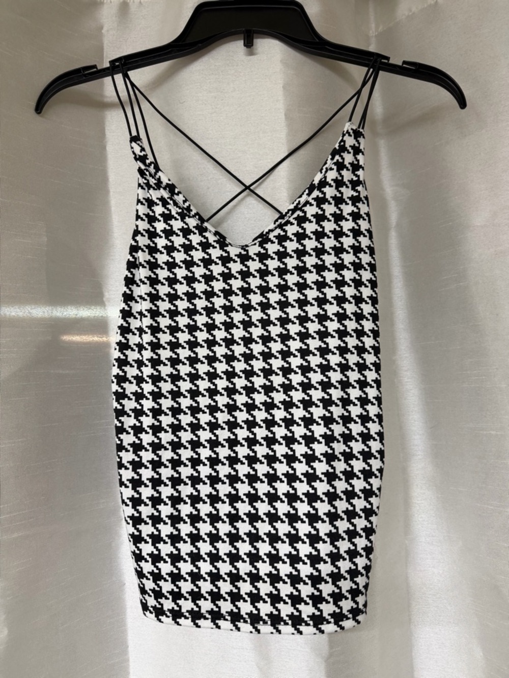 gaze Black & White Houndstooth Strappy Tank